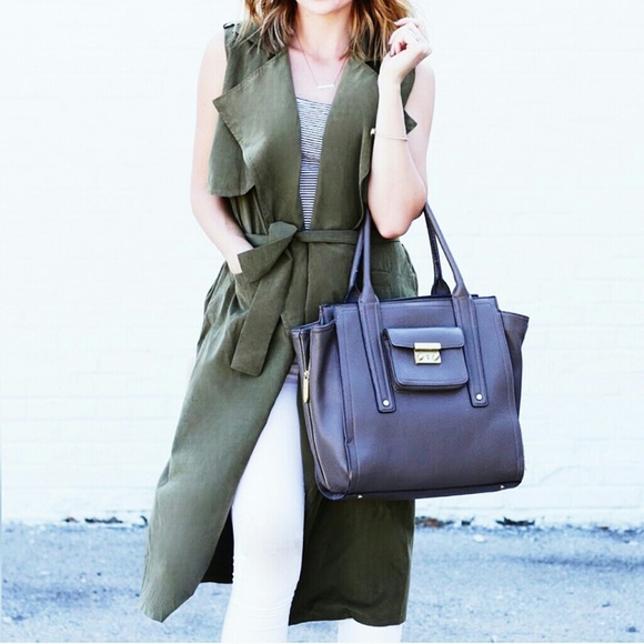 New! Vest Green Vest Trench Green Olive - Picture 5 of 8